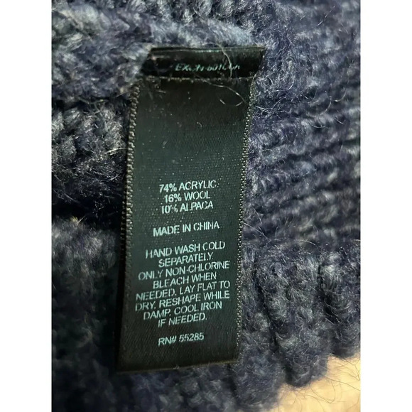 Express Wool Alpaca Blend Men's Sweater Size Large Blue Mock Neck Warm Cozy - Picture 5 of 7